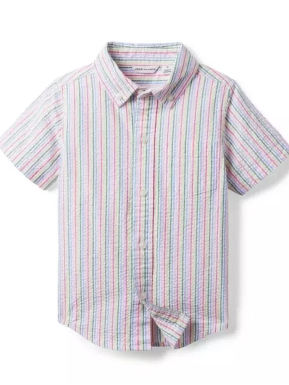 NEW Janie and Jack Rainbow Striped Seersucker Shirt & Shorts Outfit Set Toddler